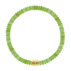 11:11 Ingot on Chalcedony Bead Bracelet