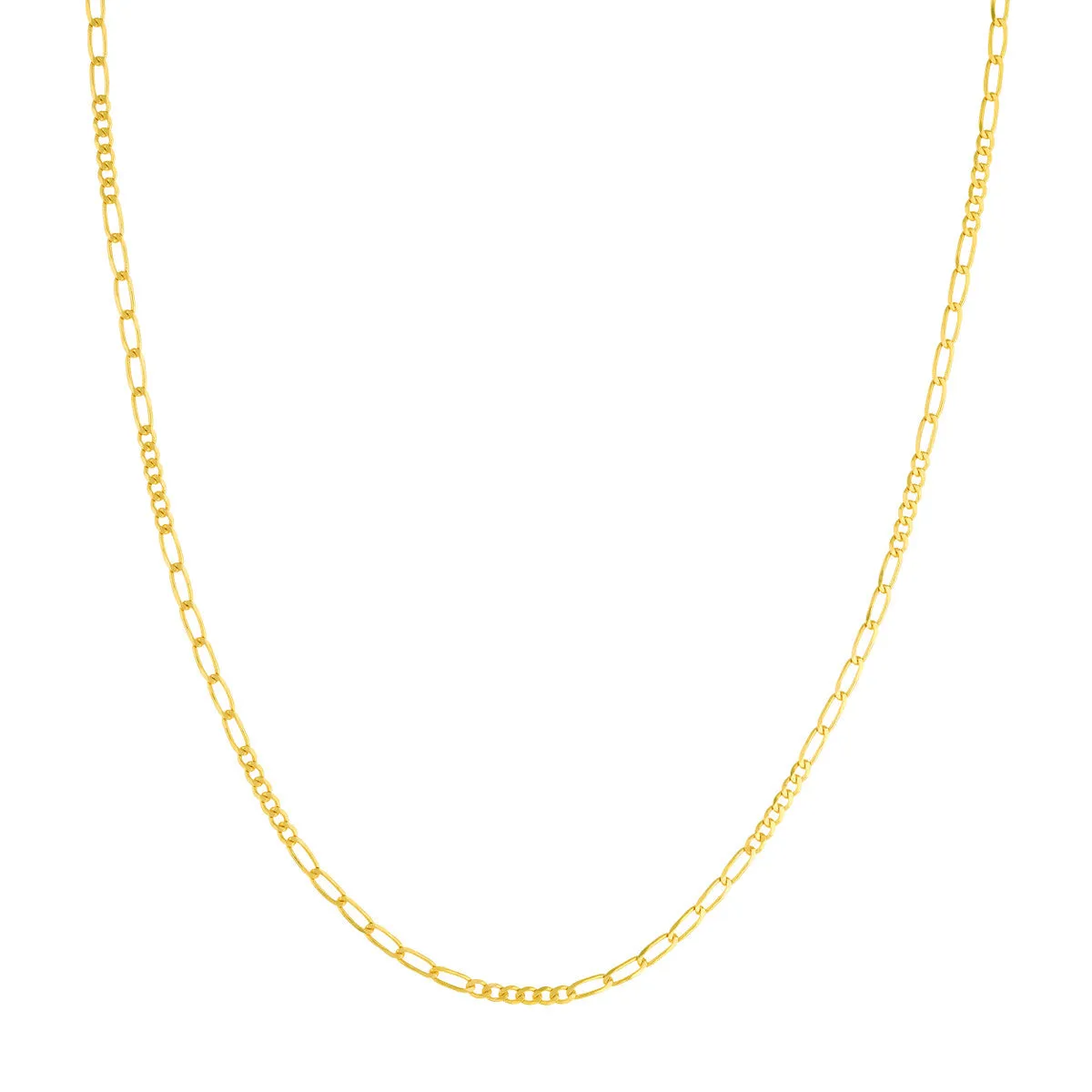 14K Gold 2.3mm 6 6 Figaro Chain Necklace with Lobster Lock