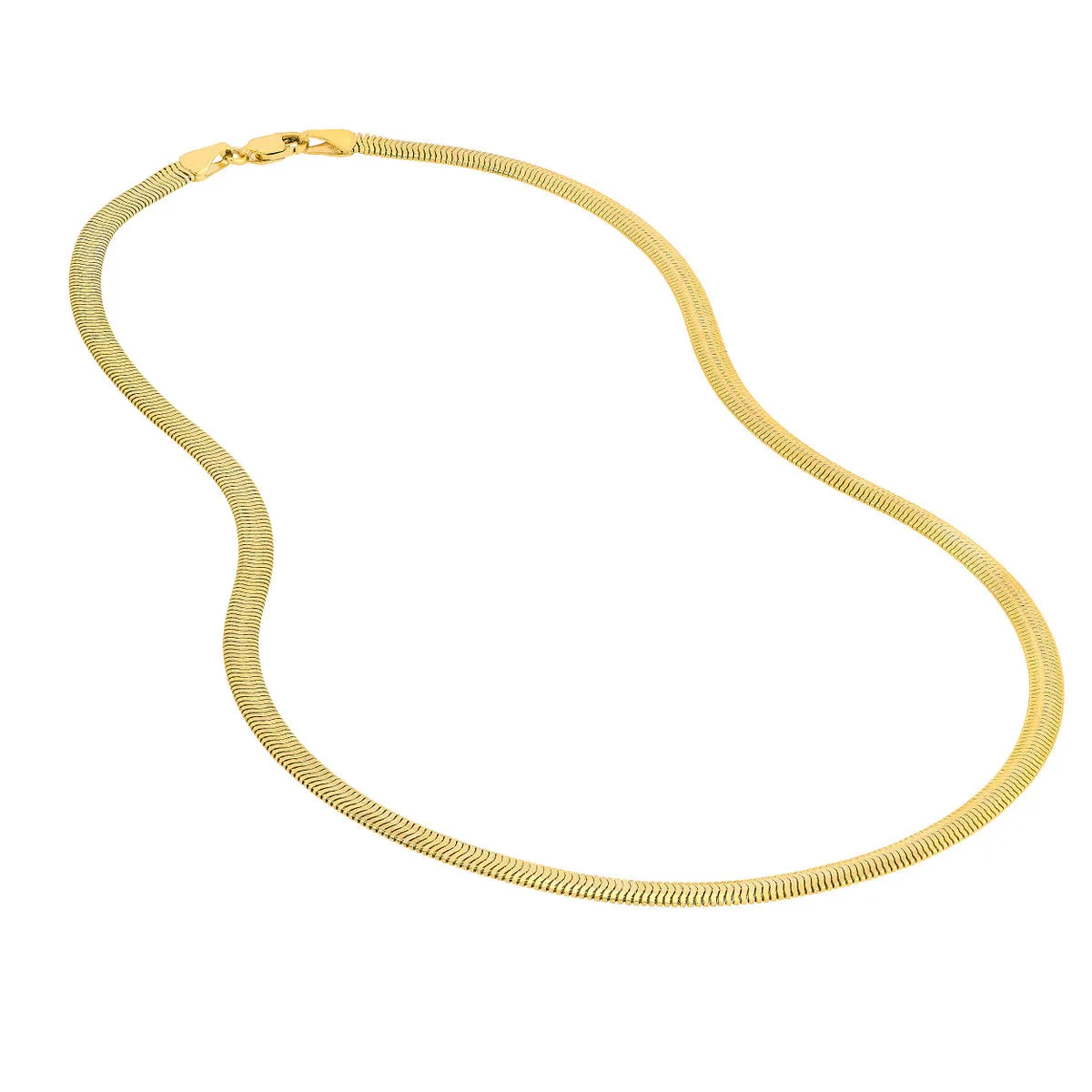 14K Gold 4.2mm Light Oval Snake Chain Necklace with Lobster Lock