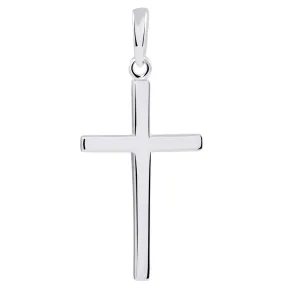 14k Solid White Gold Classic Plain Religious Cross Pendant