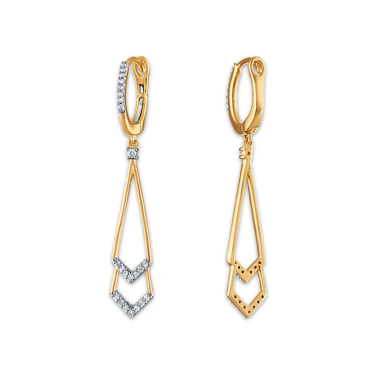 1/5 CTW Diamond Drop & Dangle Fashion Earrings in 10KT Yellow Gold