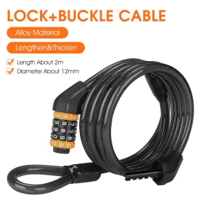 2M Lengthen Bike Password Lock Anti Theft MTB Road Bicycle Cable Lock Electric Bike Motorcycle Cycling Accessories