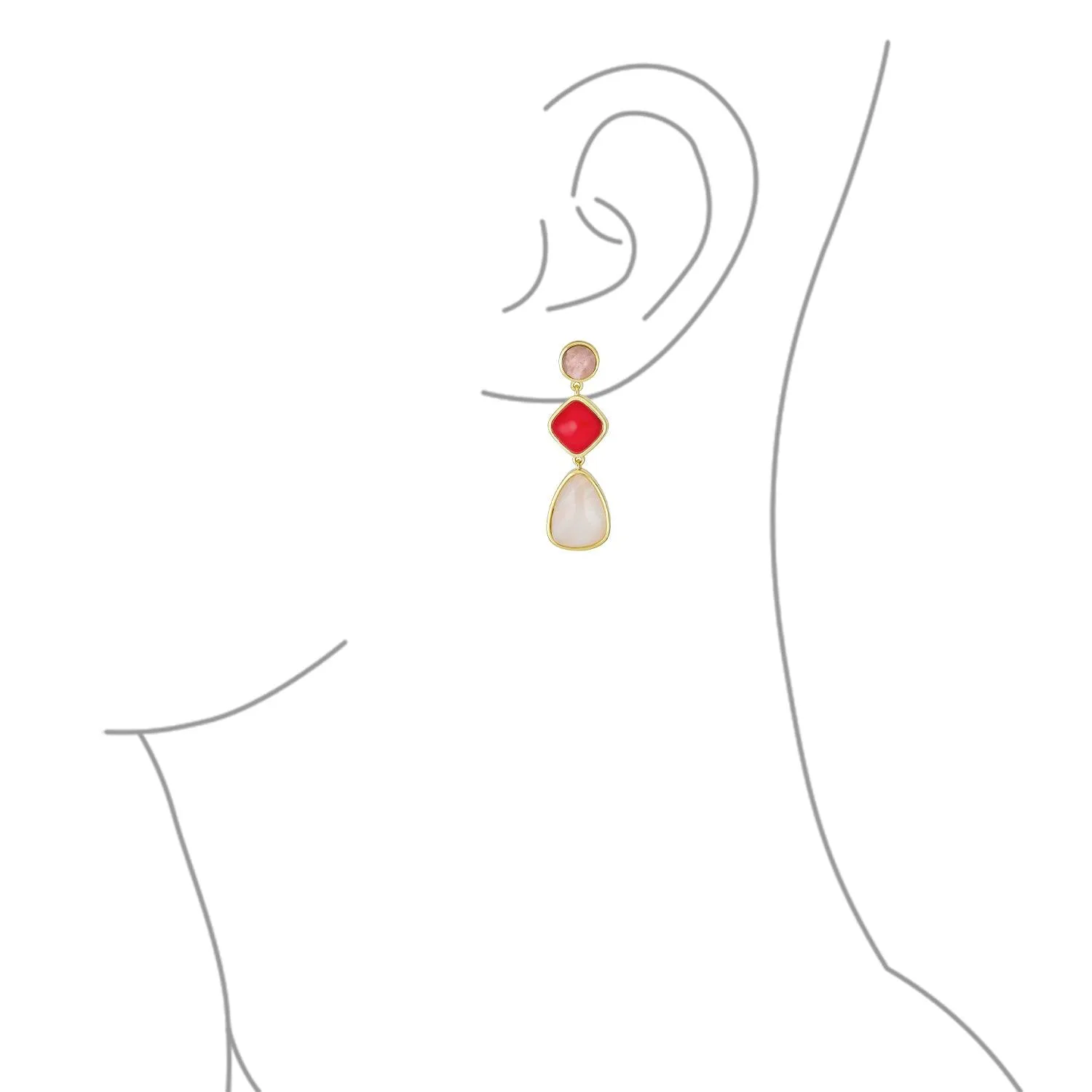3 Tier Gemstone Dangle Navy Blue Long Teardrop Earrings Silver Plated