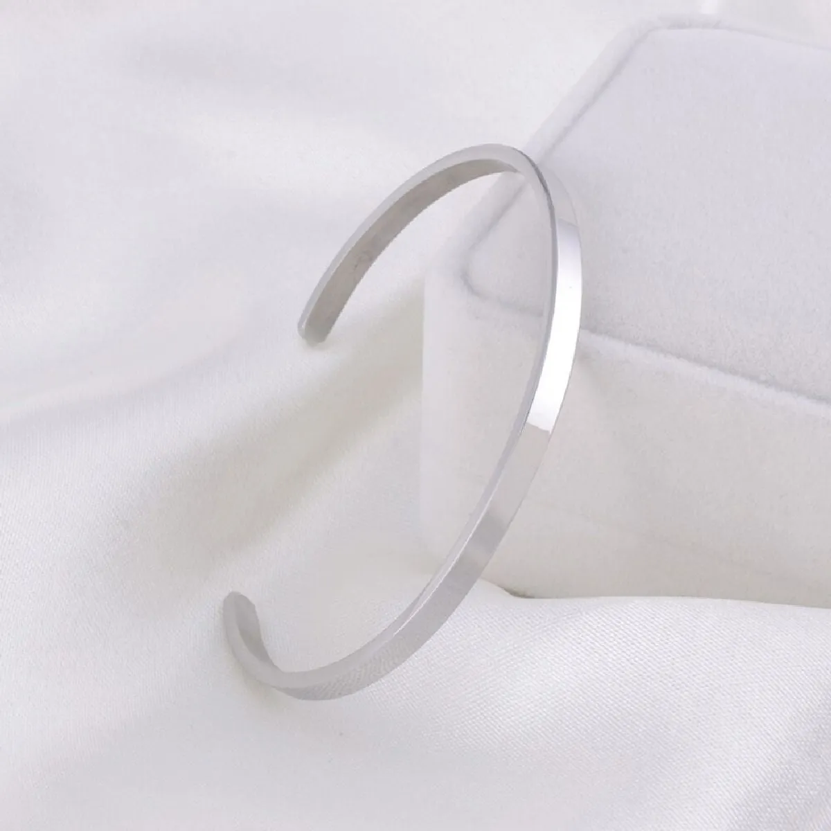 5mm Matte Finish 316 Surgical Stainless Steel Silver Free Size Cuff Kada Bangle Bracelet Unisex