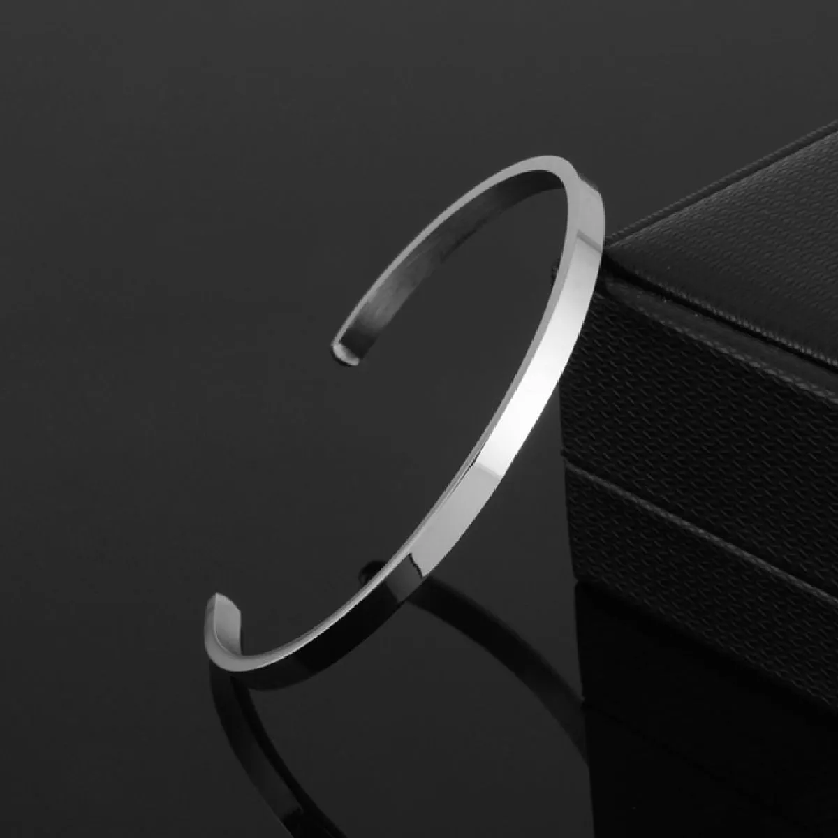 5mm Matte Finish 316 Surgical Stainless Steel Silver Free Size Cuff Kada Bangle Bracelet Unisex