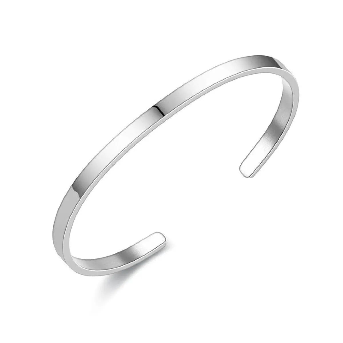5mm Matte Finish 316 Surgical Stainless Steel Silver Free Size Cuff Kada Bangle Bracelet Unisex