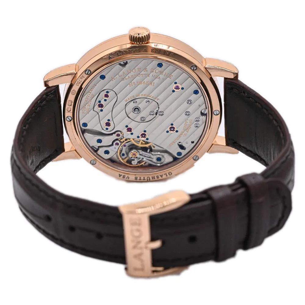 A Lang & Sohne Men's Grand Lange 1 Moon Phase Rose Gold 41mm Silver Moonphase Dial Watch