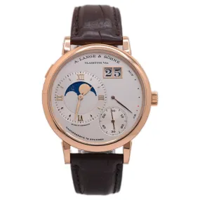 A Lang & Sohne Men's Grand Lange 1 Moon Phase Rose Gold 41mm Silver Moonphase Dial Watch
