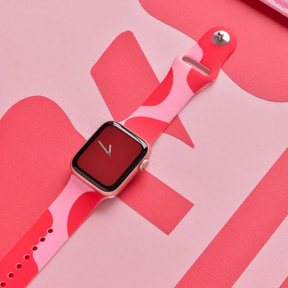 Stylish Abstract Pink and Red Apple Watch Strap