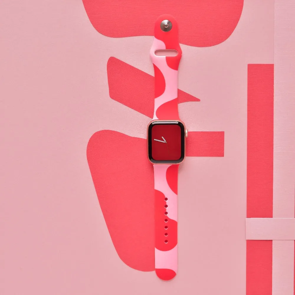 Stylish Abstract Pink and Red Apple Watch Strap