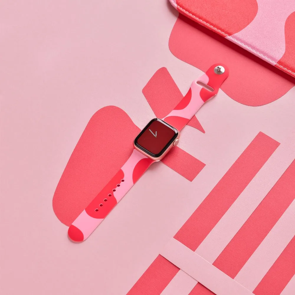Stylish Abstract Pink and Red Apple Watch Strap