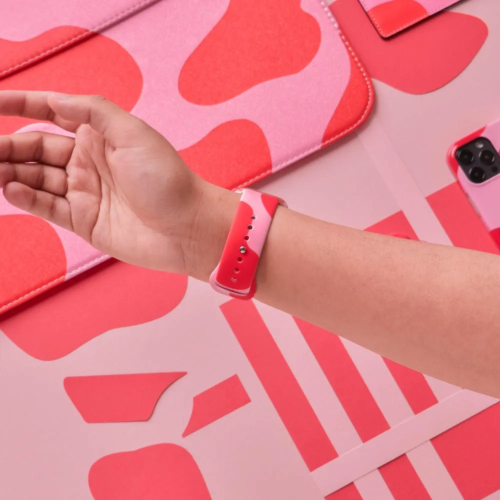 Stylish Abstract Pink and Red Apple Watch Strap