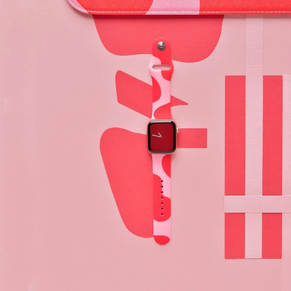 Stylish Abstract Pink and Red Apple Watch Strap