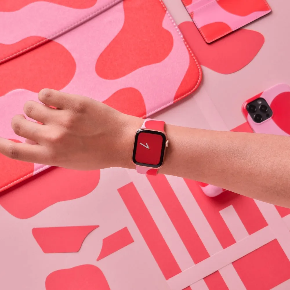 Stylish Abstract Pink and Red Apple Watch Strap