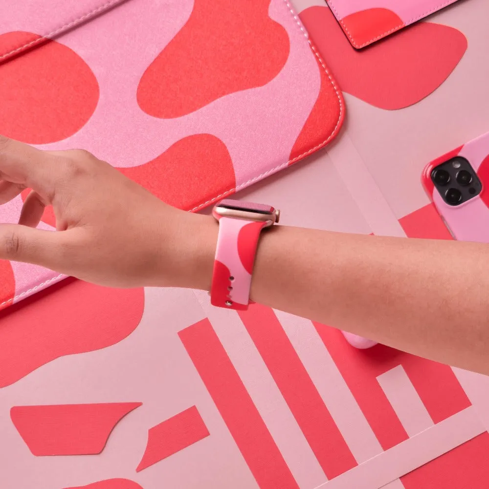 Stylish Abstract Pink and Red Apple Watch Strap