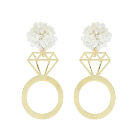 Acrylic Engagment Ring Cutout Earring