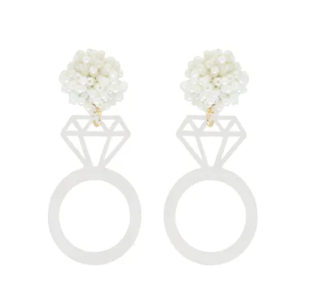 Acrylic Engagment Ring Cutout Earring