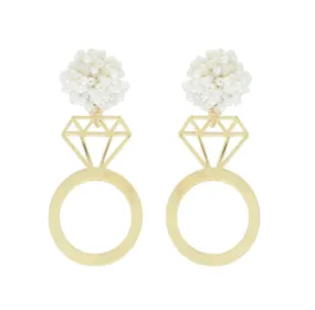 Acrylic Engagment Ring Cutout Earring