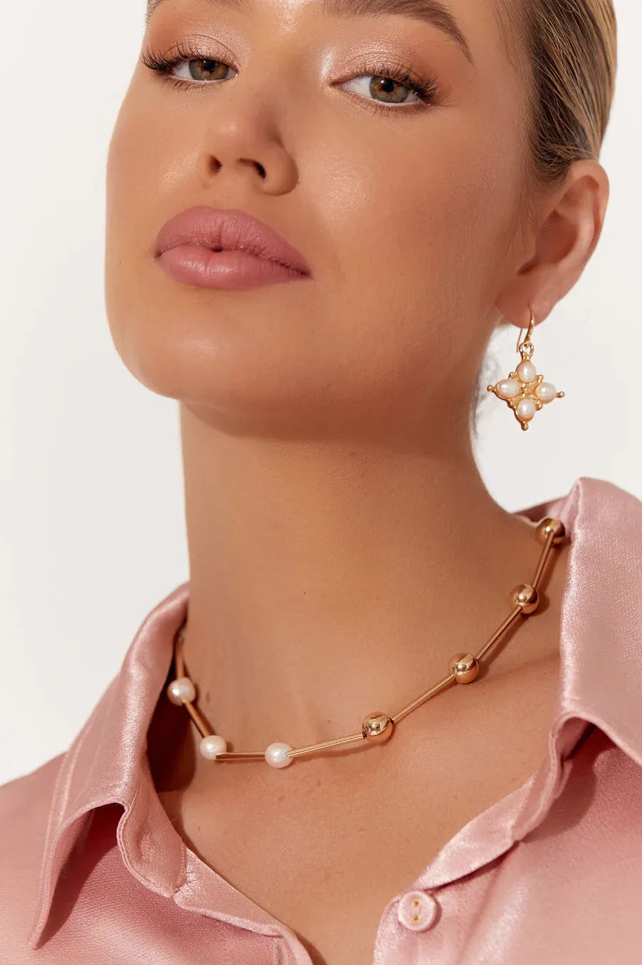 ADORNE Event Diamond Pearl Earrings GOLD