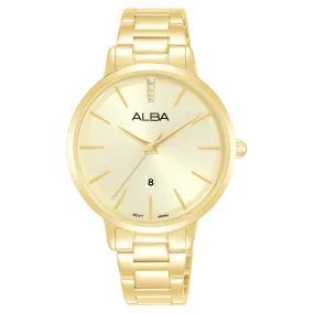 Alba Fashion Analogue Stainless Steel Gold Dial Watch AH7CC8X