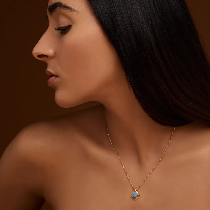 Alexa Necklace, Blue Opal, Gold