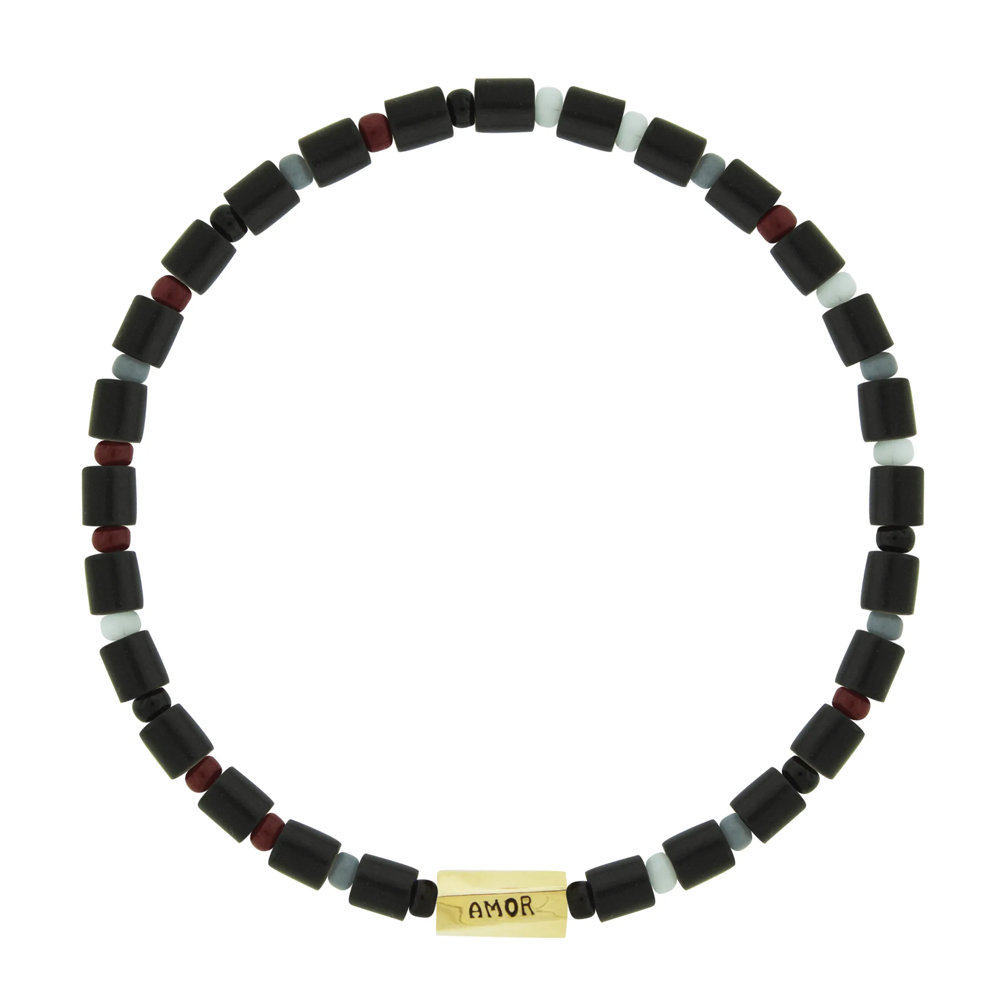 AMOR Twisted Hexagon on Onyx Bead Bracelet
