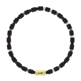 AMOR Twisted Hexagon on Onyx Bead Bracelet