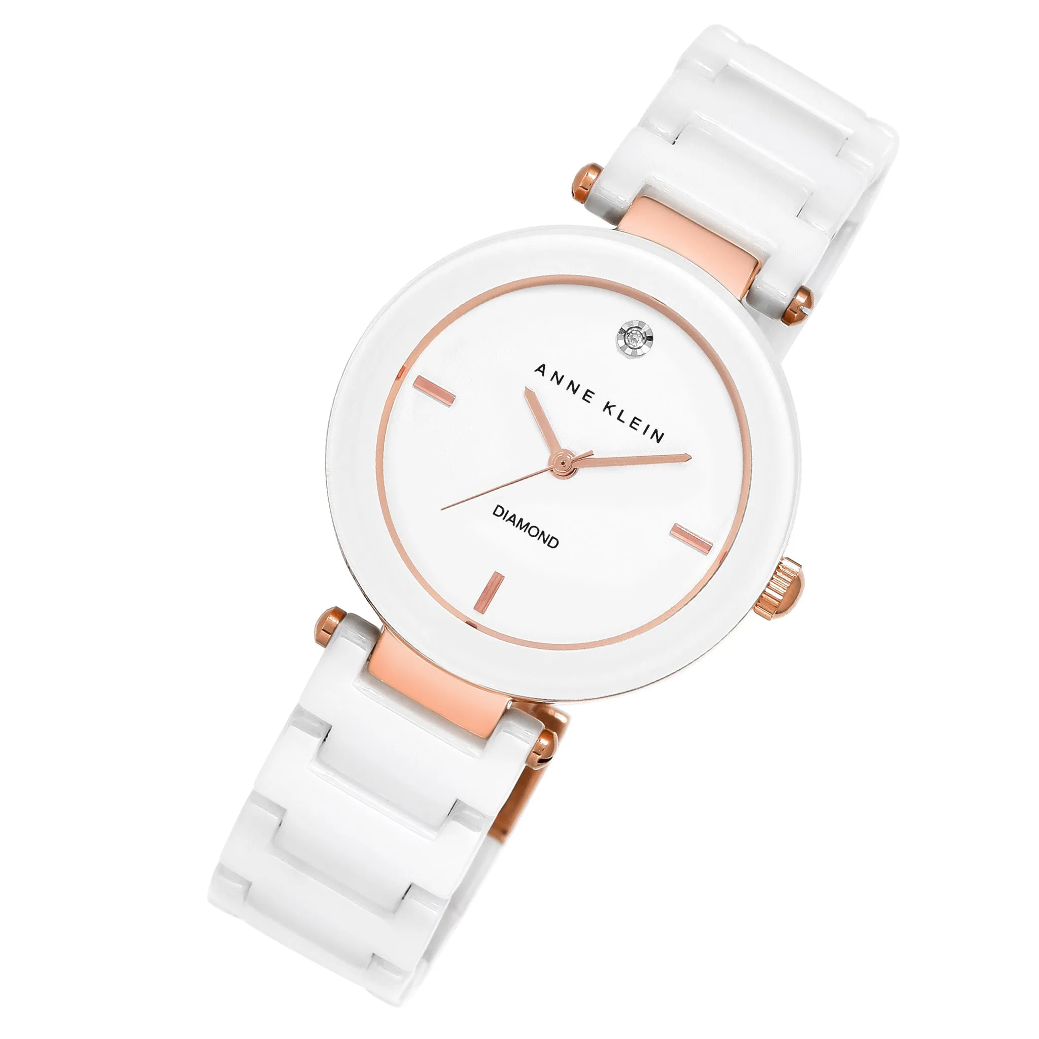 Anne Klein Ceramic Band White Dial Women's Watch - AK1018RGWT