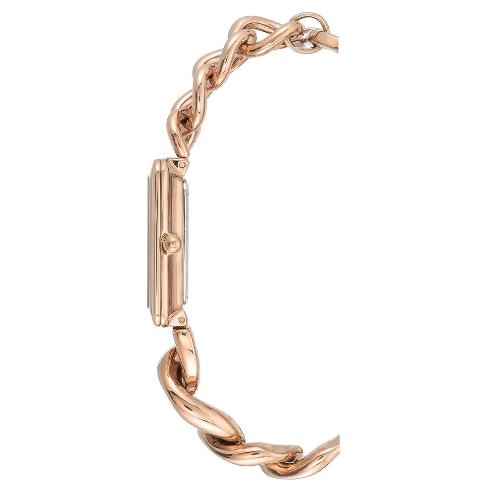 Anne Klein Rose Gold Chain Bracelet Black Dial Women's Watch - AK3804BKRG