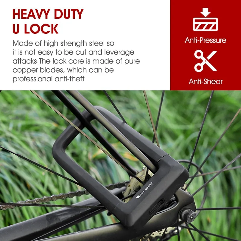 Anti-theft Bicycle U Lock Safety MTB Road Bike Wheel Cable Lock Motorcycle Scooter Cycling Lock Bicycle Accessories