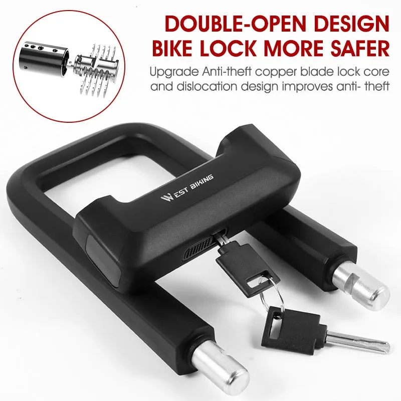 Anti-theft Bicycle U Lock Safety MTB Road Bike Wheel Cable Lock Motorcycle Scooter Cycling Lock Bicycle Accessories