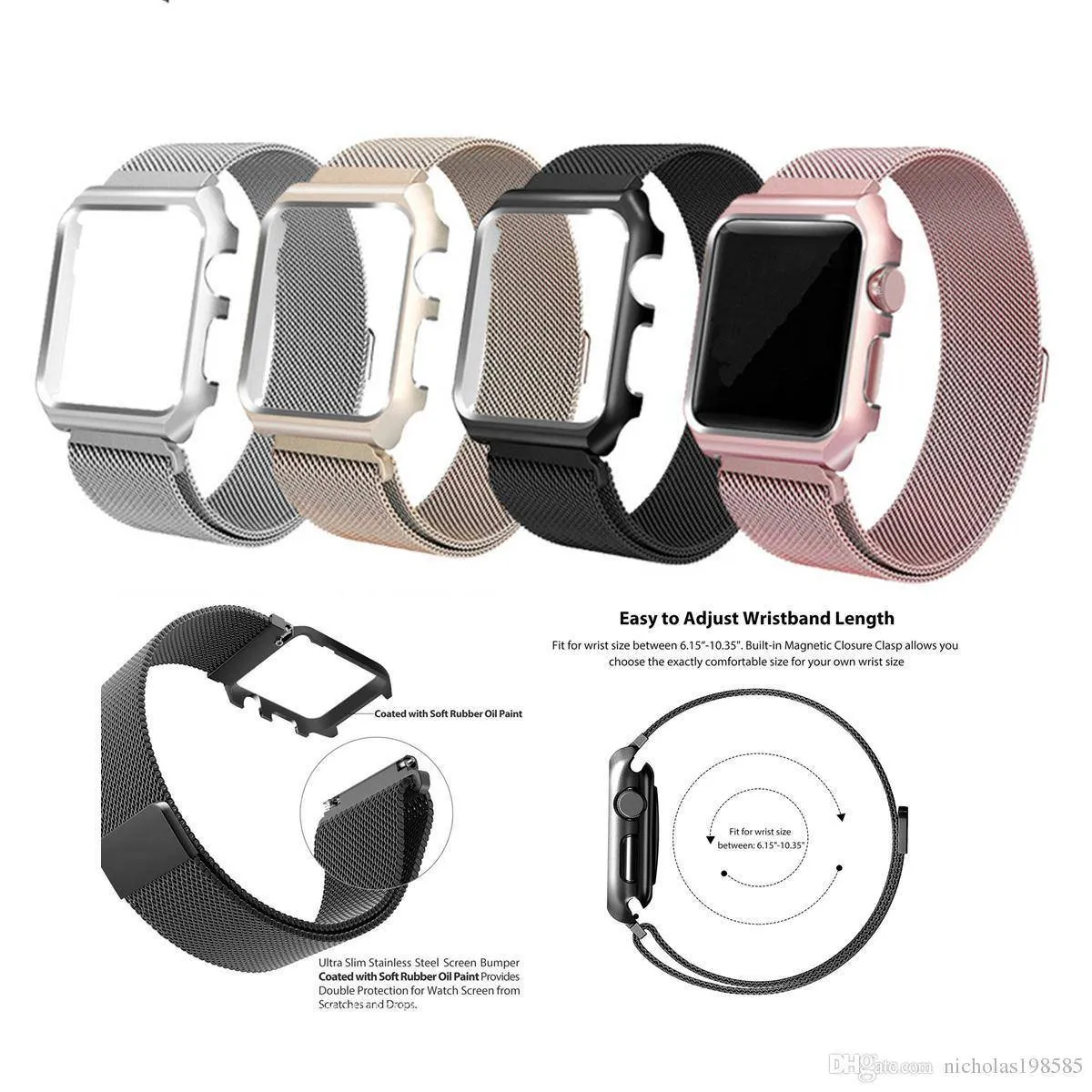 Apple Watch Milanese Strap   Case for all series (38/40/42/44mm)