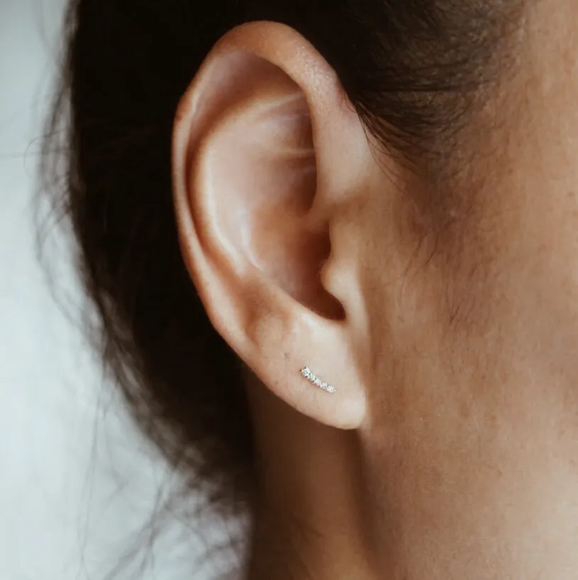 Arch Sprinkle Stud Earrings - Solid 14kt