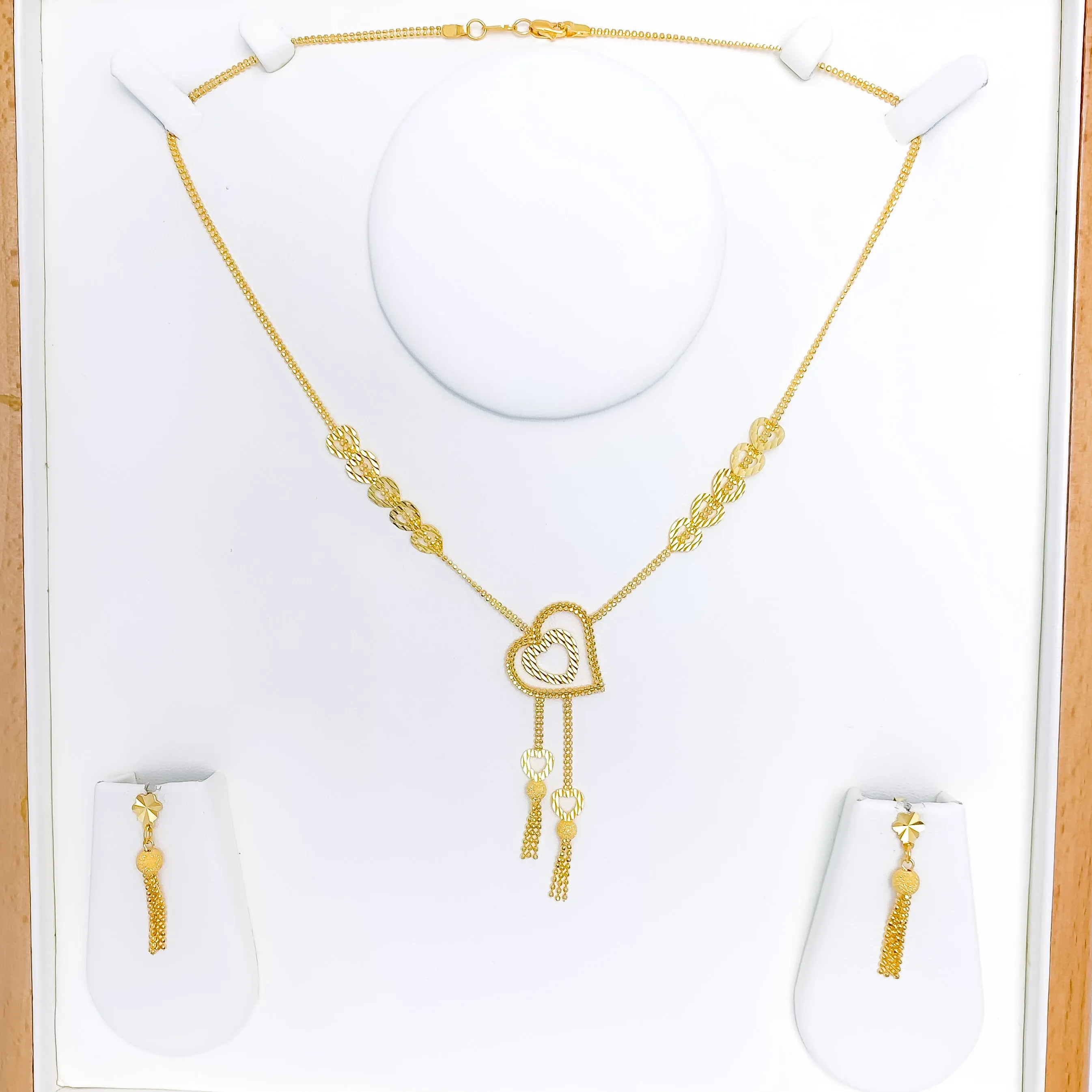 Asymmetrical Heart Drop Necklace Set
