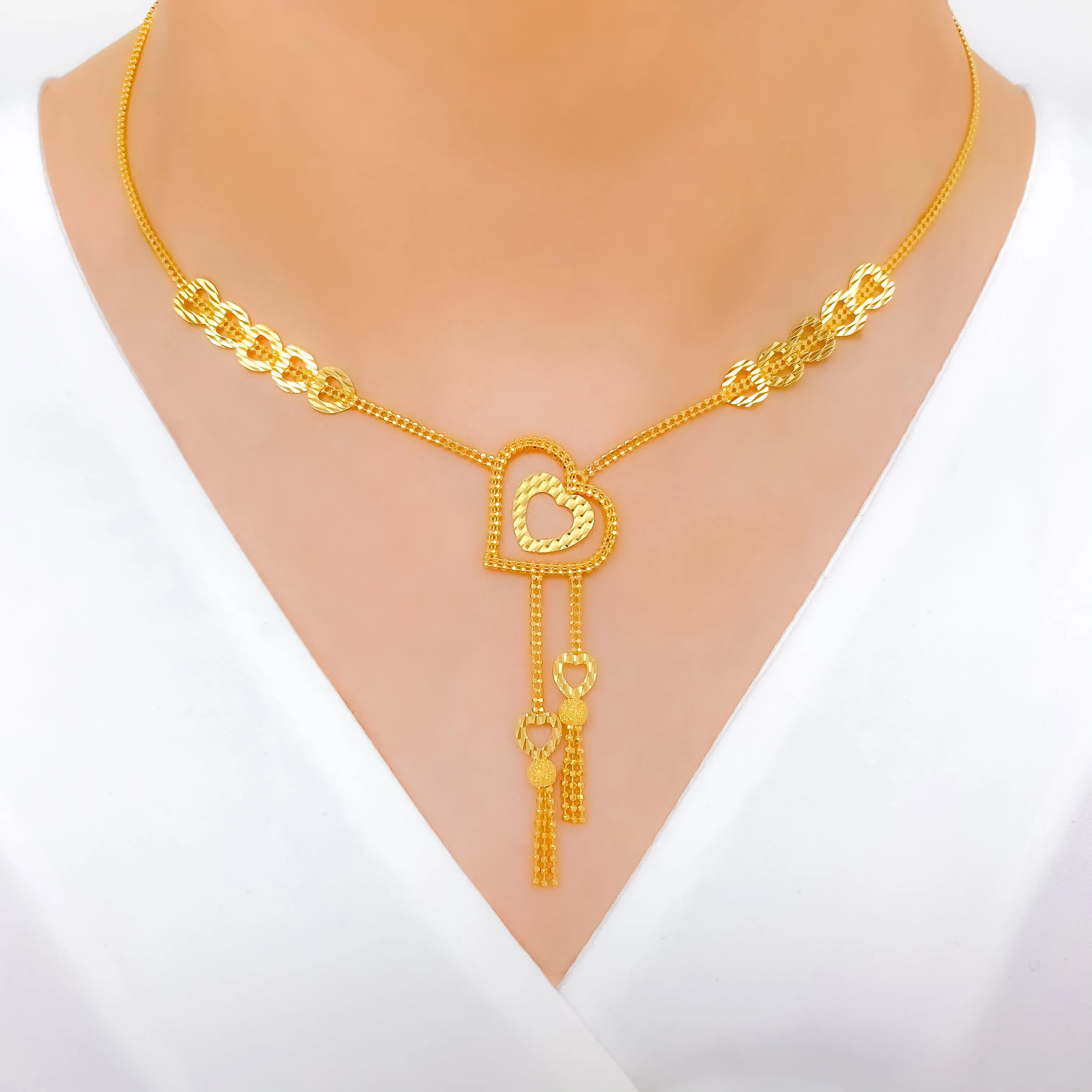 Asymmetrical Heart Drop Necklace Set