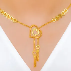 Asymmetrical Heart Drop Necklace Set