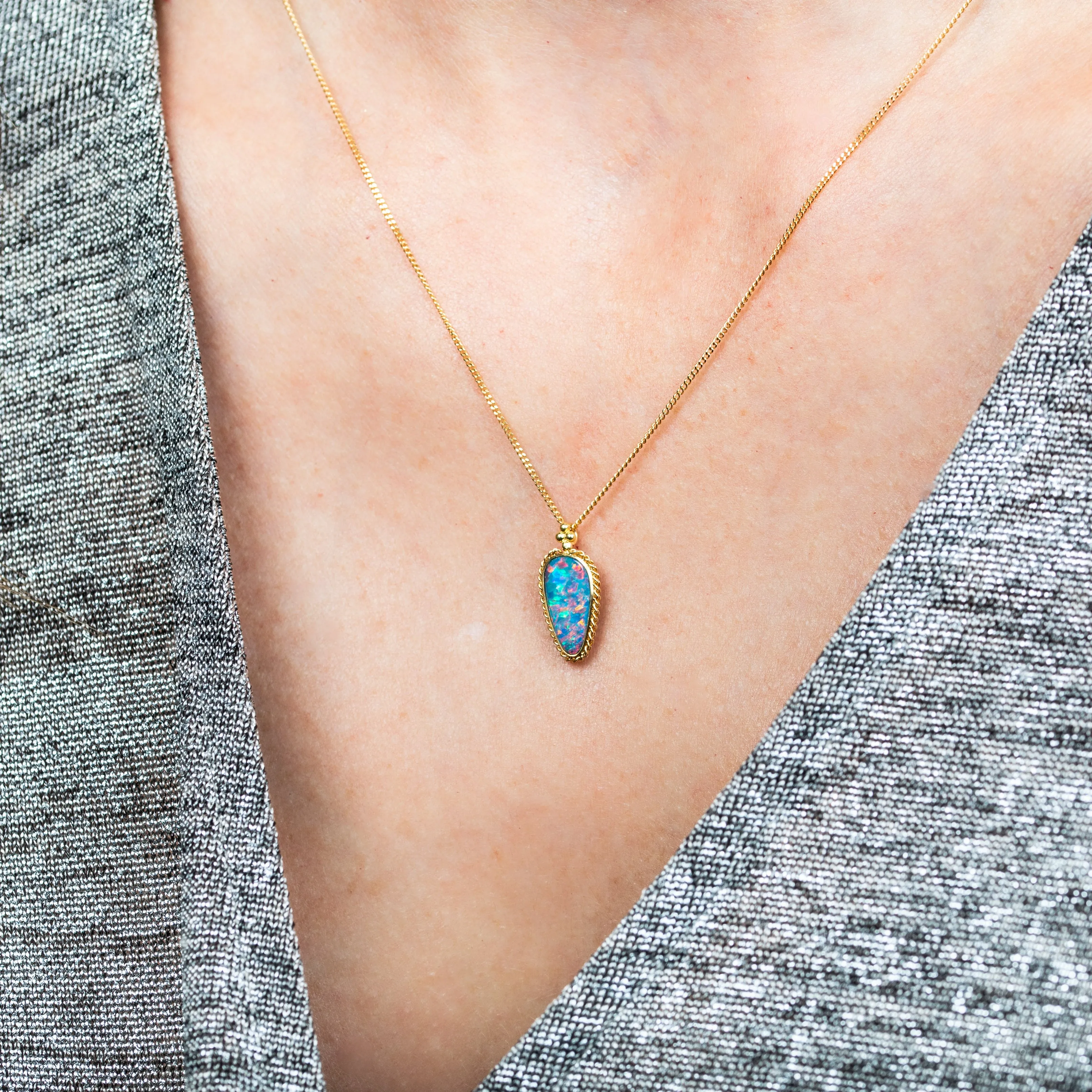 Australian Opal Cotton Candy Necklace