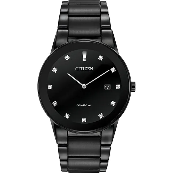Axiom Eco-Drive All Black Watch With Diamonds