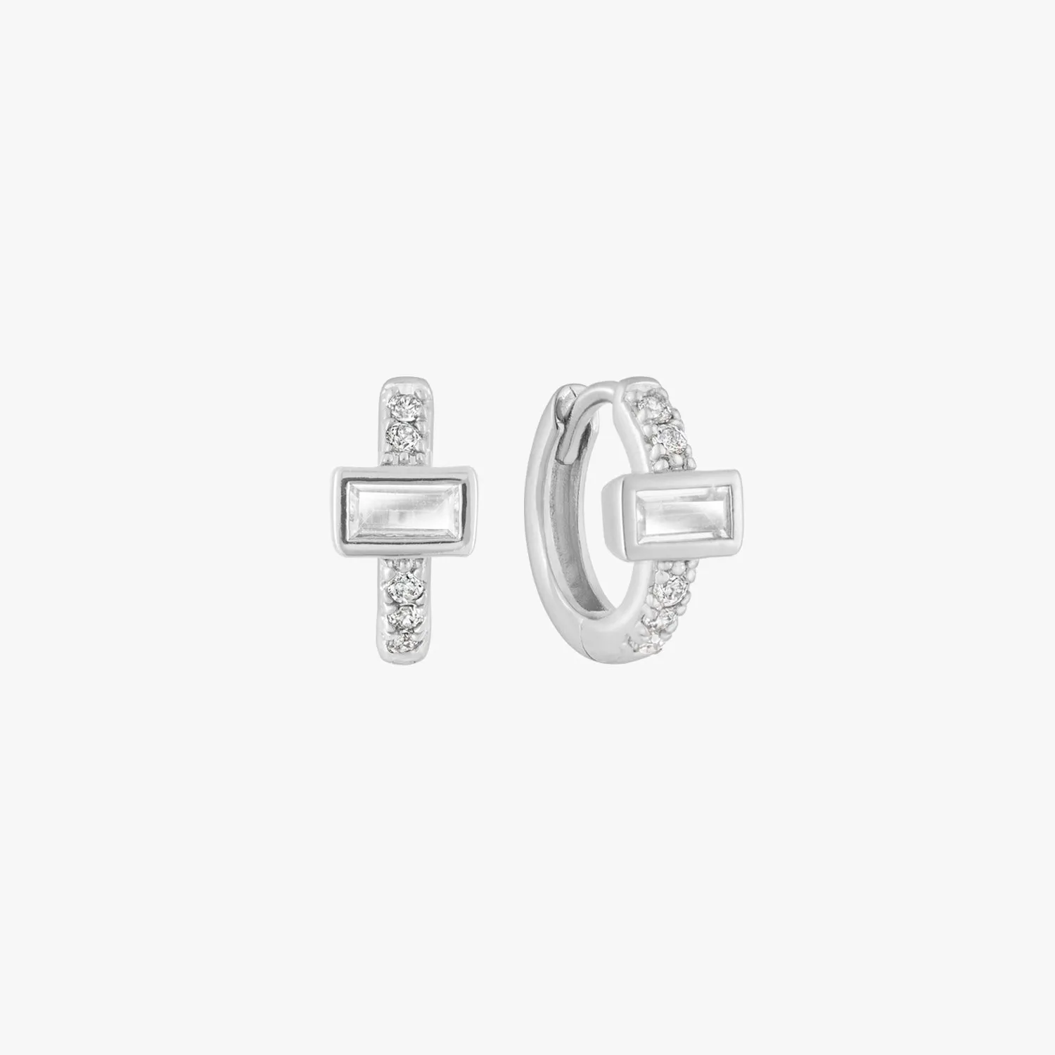 Baguette Solitaire Huggie Hoop