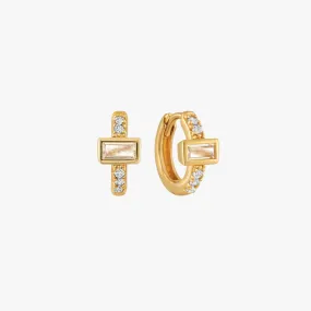 Baguette Solitaire Huggie Hoop