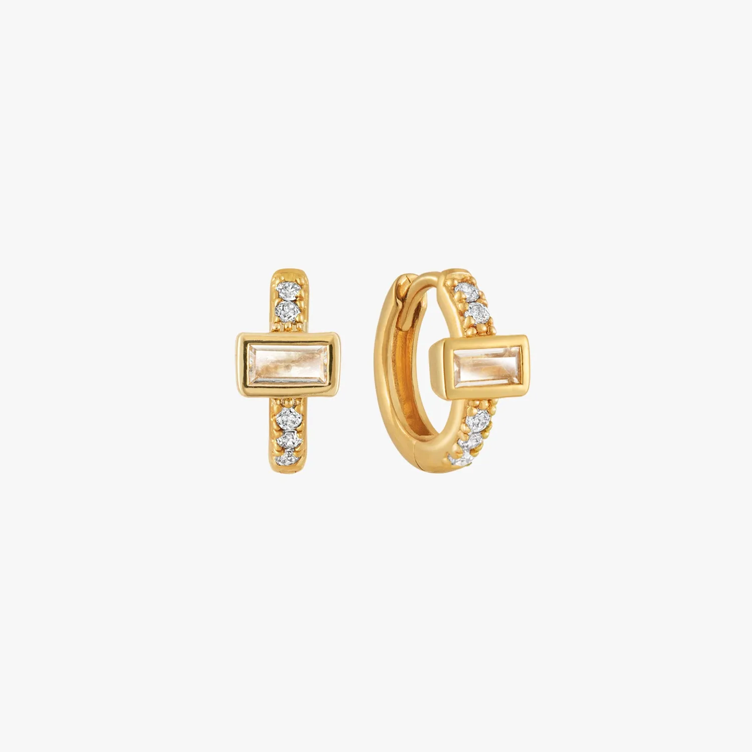 Baguette Solitaire Huggie Hoop