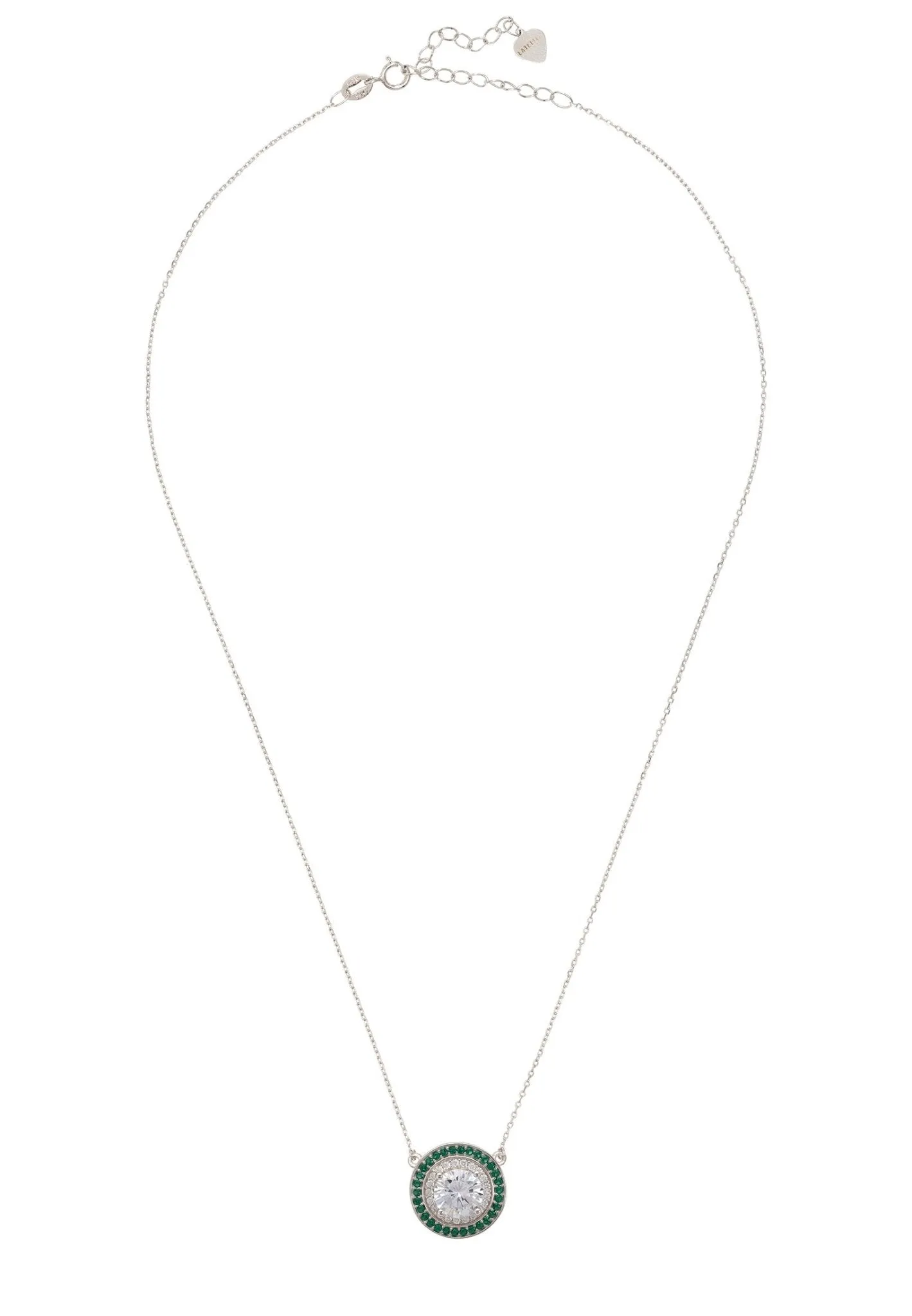 Balmoral Pendant Necklace Emerald Green Cz Silver