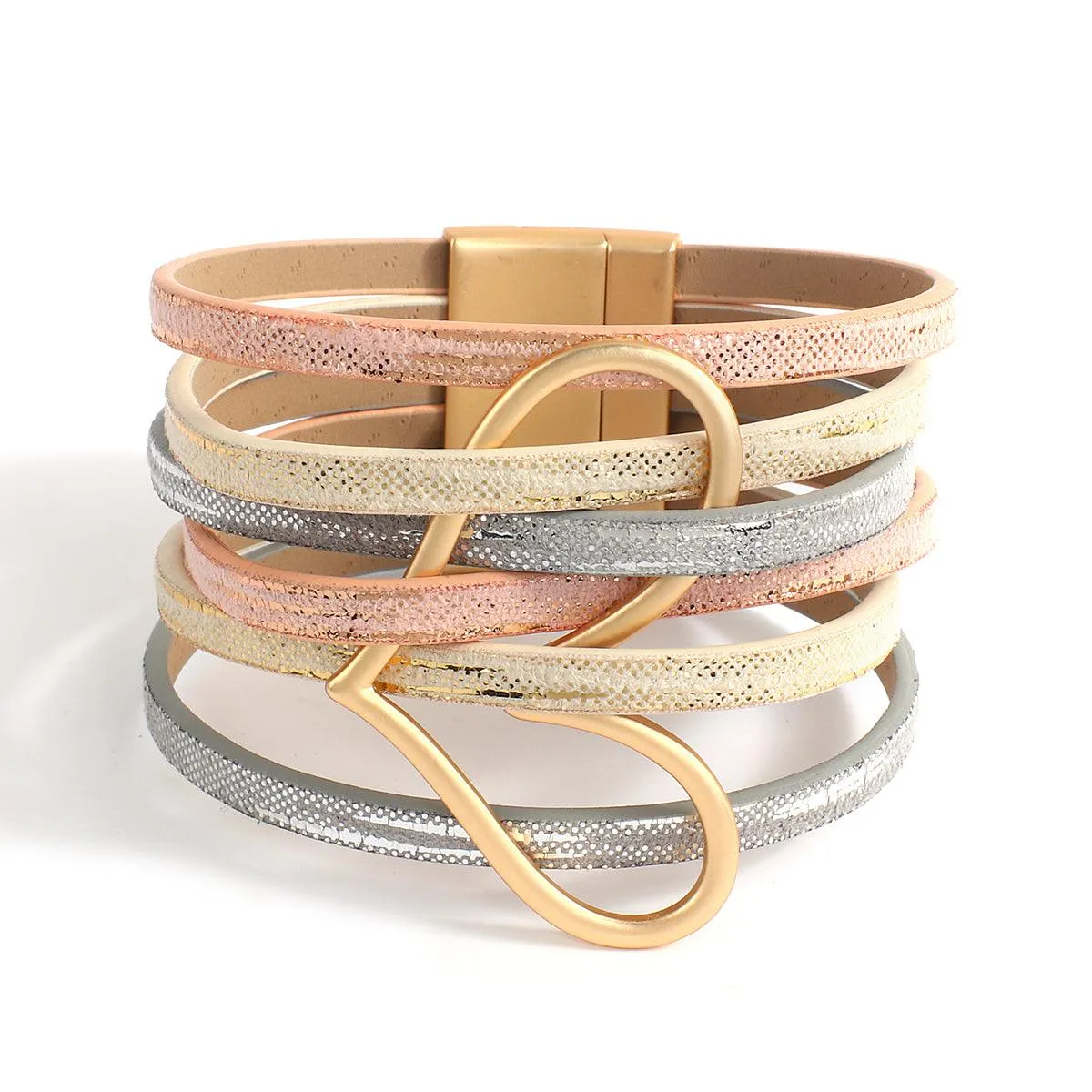 'Big Heart' Charm Cuff Bracelet - colourful