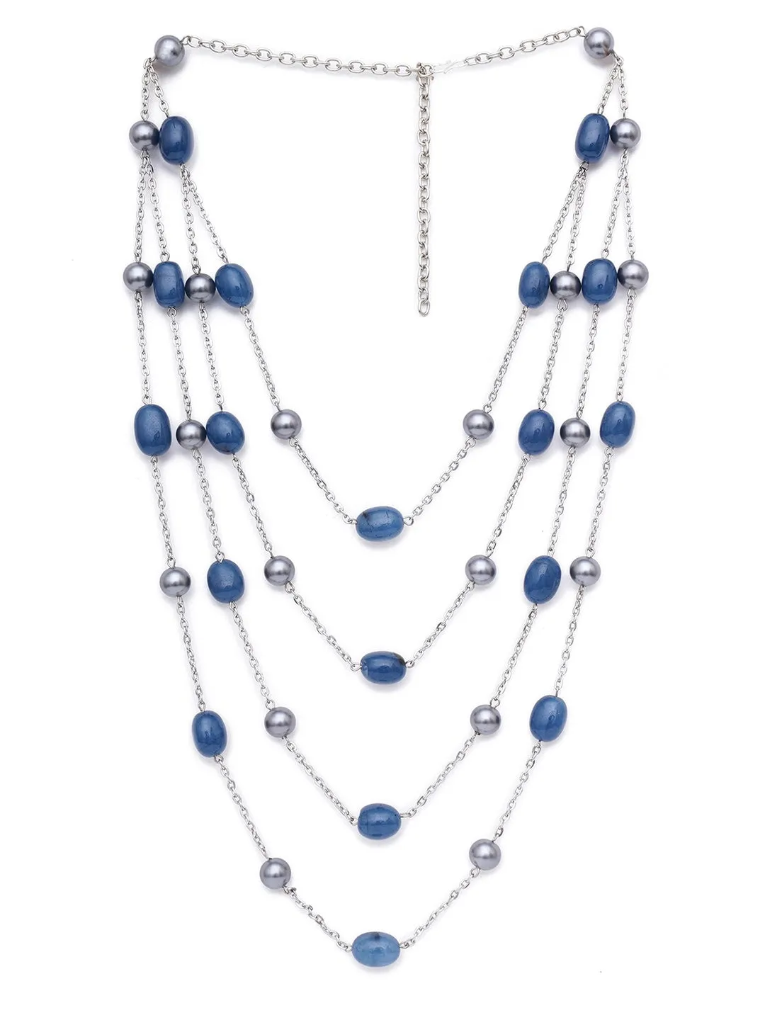 Blue & Silver-Toned Layered Necklace
