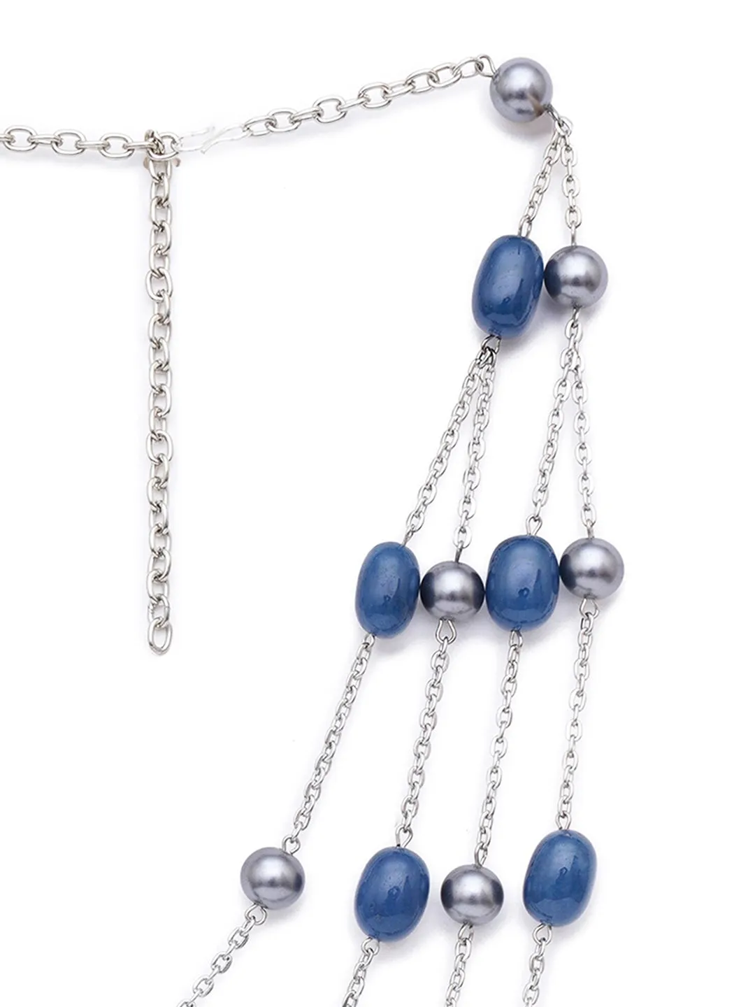 Blue & Silver-Toned Layered Necklace