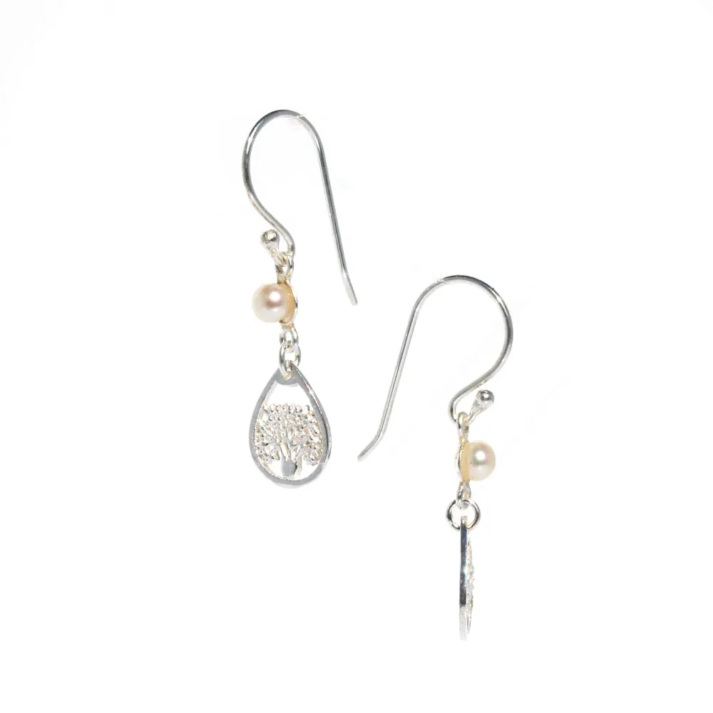 Boab Dew Drop Pearl Earrings Silver