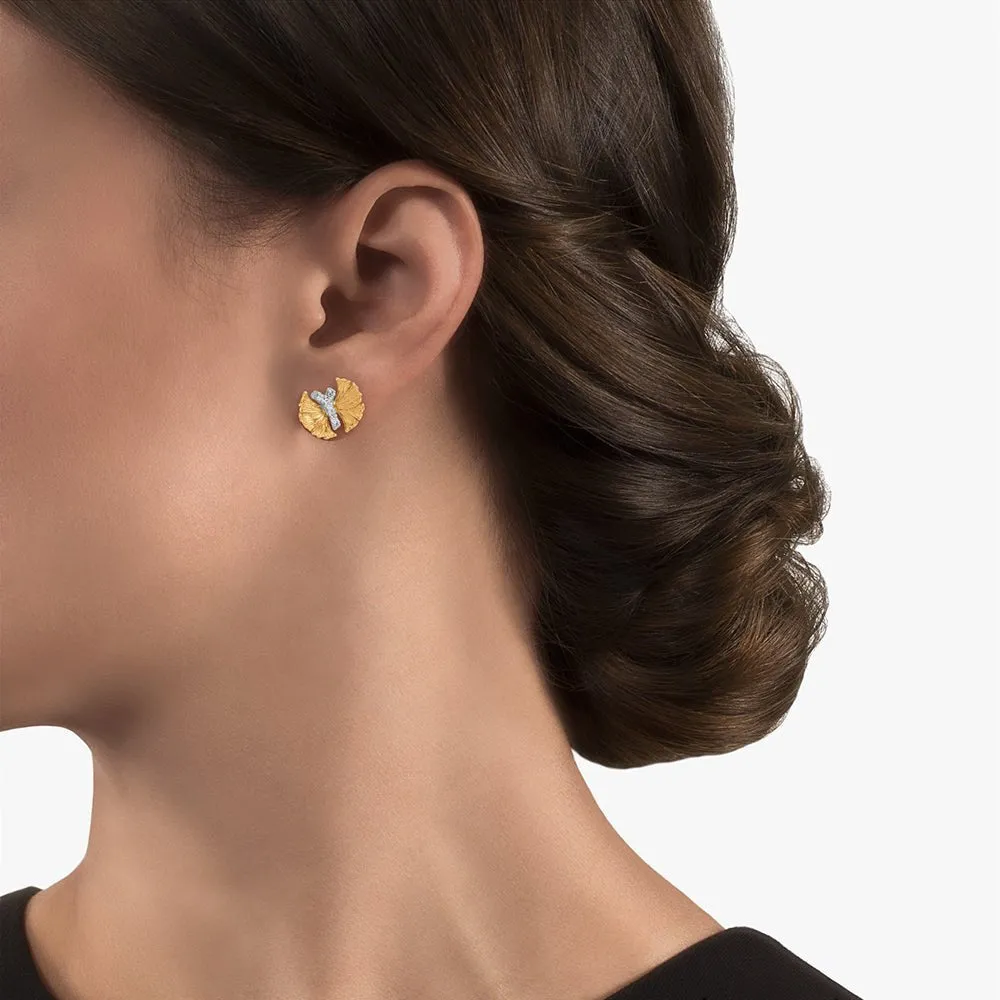 Butterfly Ginkgo Earrings with Diamonds