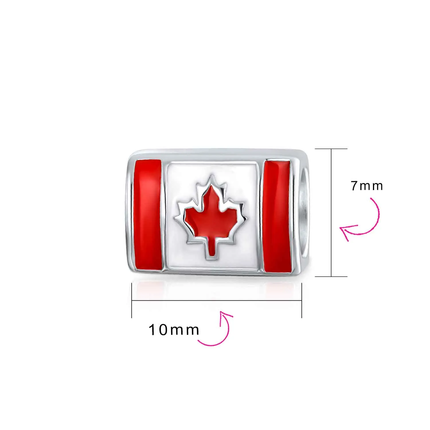 Canadian Travel Dangle Canada Maple Leaf Bead Charm Sterling Silver