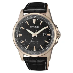 Citizen Black Leather Eco-Drive Men's Watch - BX1008-12E