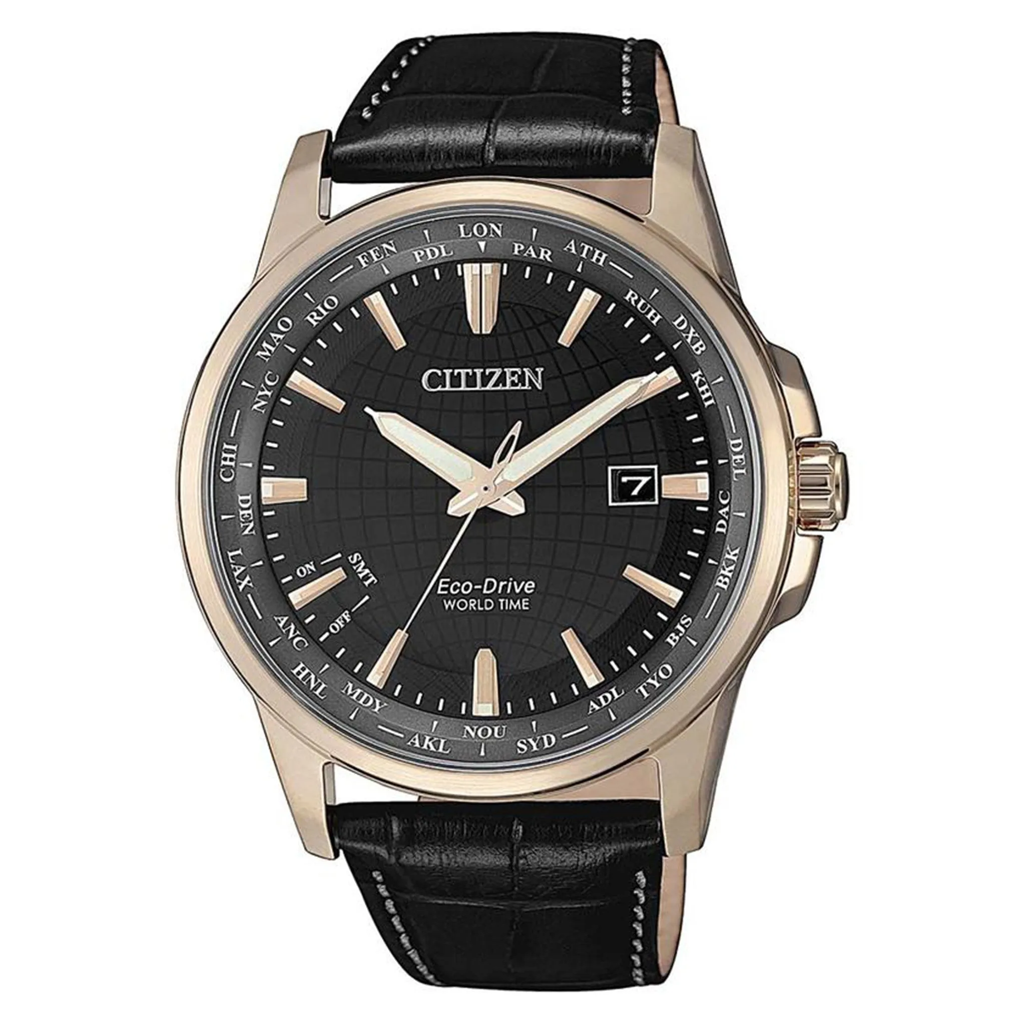 Citizen Black Leather Eco-Drive Men's Watch - BX1008-12E